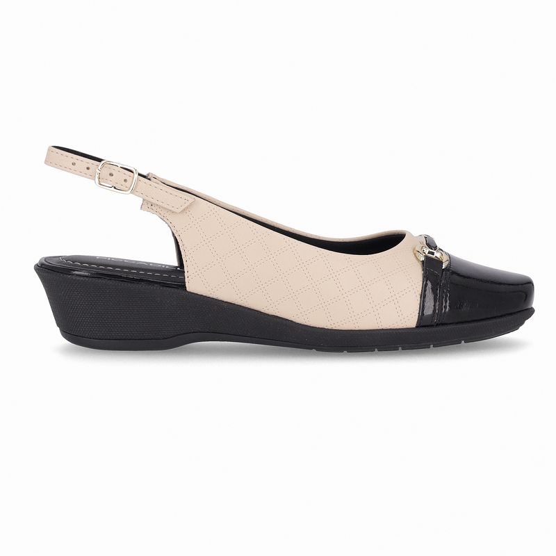 Sling Back Ivone Anabela Médio Brule/Preto - PICCADILLY