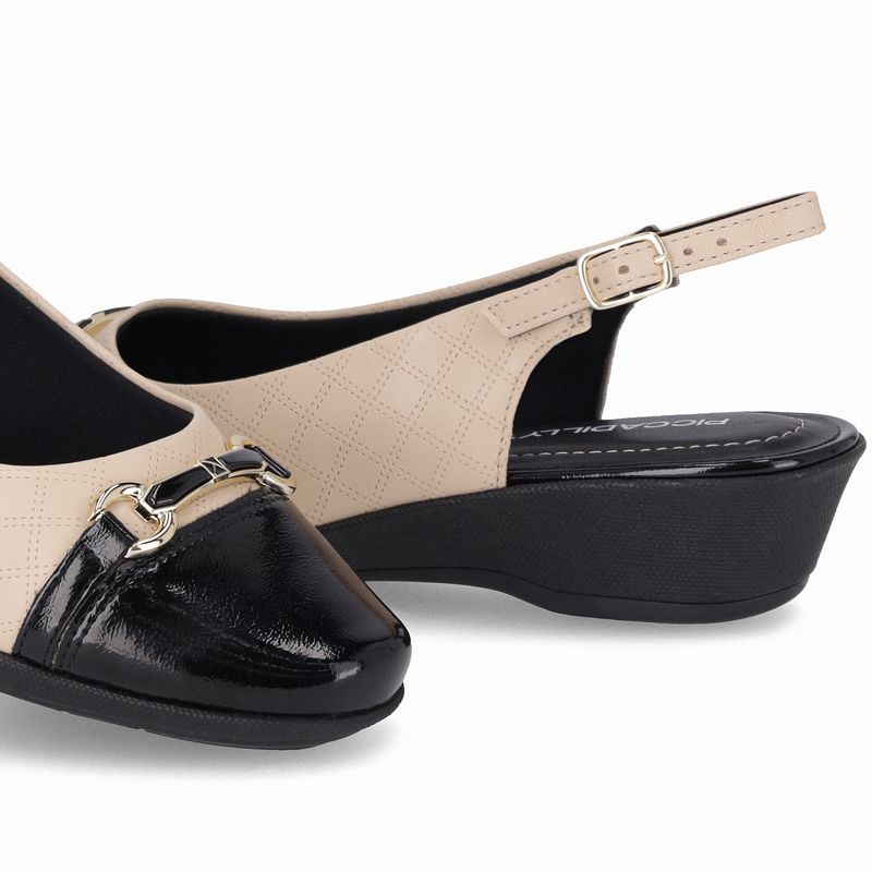 Sling Back Ivone Anabela Médio Brule/Preto - PICCADILLY