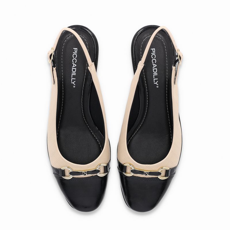Sling Back Ivone Anabela Médio Brule/Preto - PICCADILLY