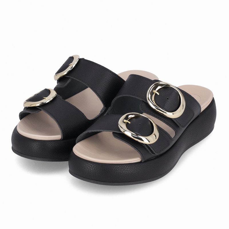 Tamanco Sol Anabela Médio Preto