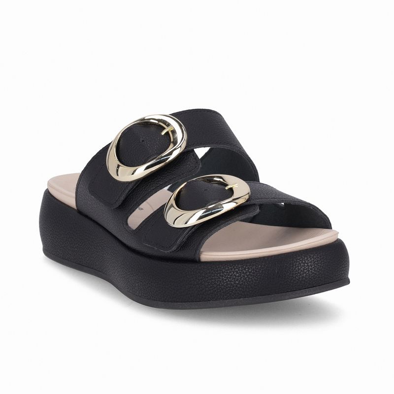 Tamanco Sol Anabela Médio Preto