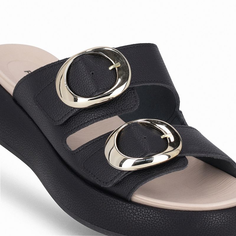 Tamanco Sol Anabela Médio Preto