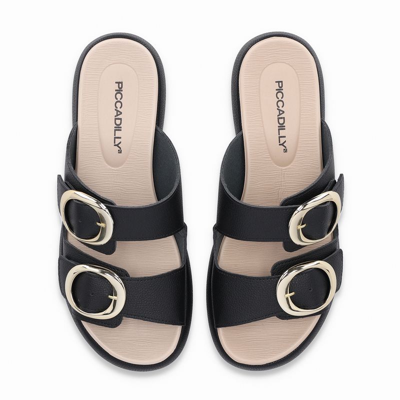 Tamanco Sol Anabela Médio Preto