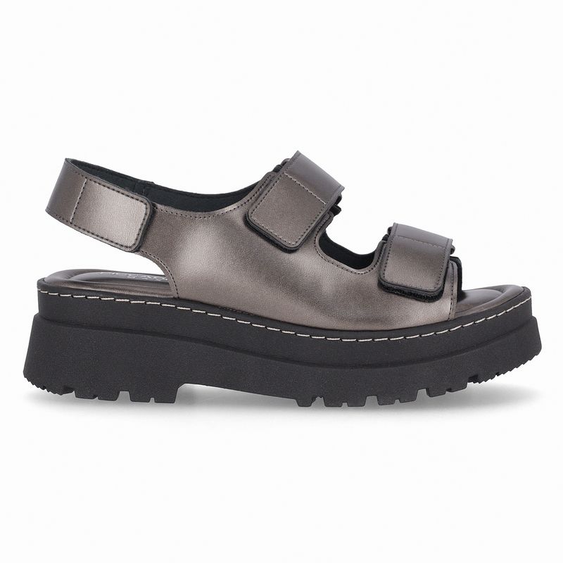 Sandália Salto Médio Pewter