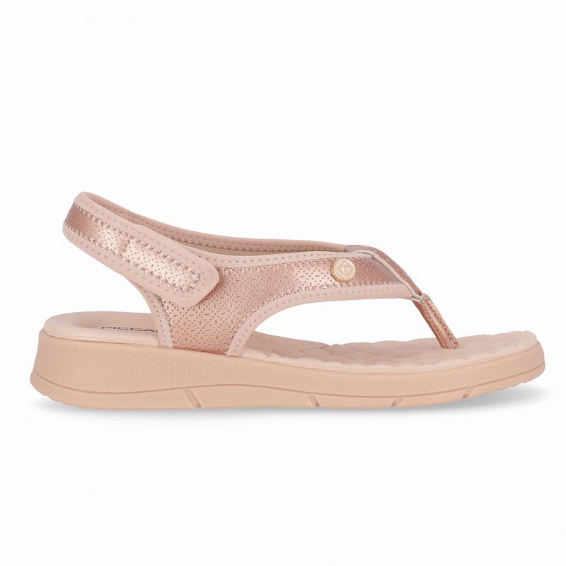 Sandália Esporão Anabela Médio Ouro Rosado com Rose