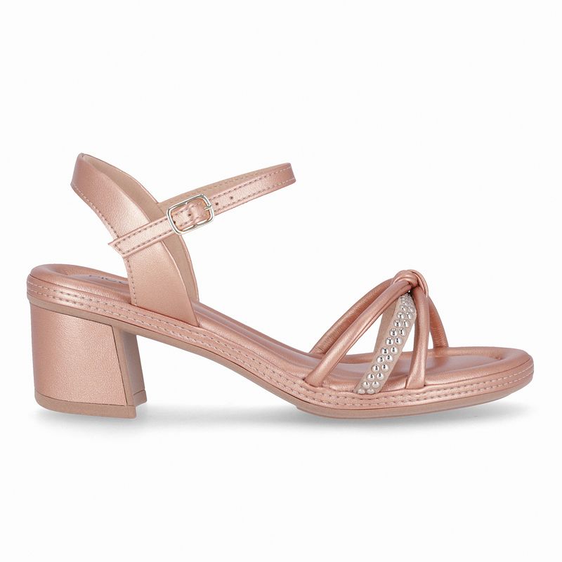 Sandália Paola Salto Médio Ouro Rosado/Areia - PICCADILLY