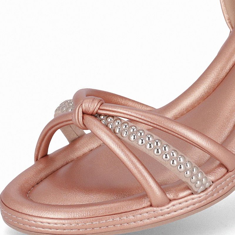 Sandália Paola Salto Médio Ouro Rosado/Areia - PICCADILLY