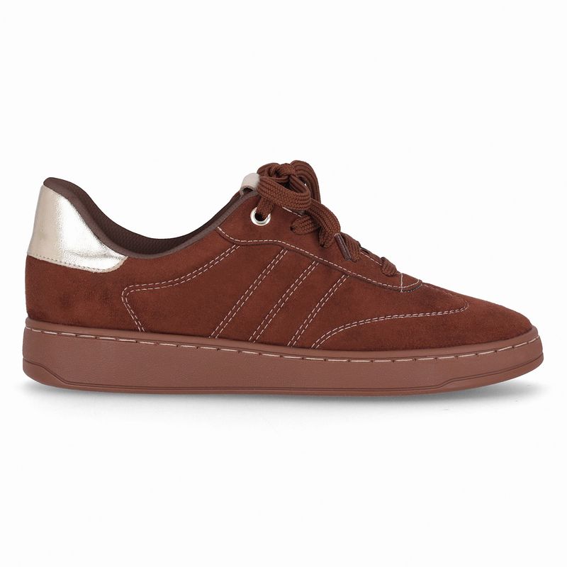 Tênis Beta Salto Baixo Pinhao/Ouro