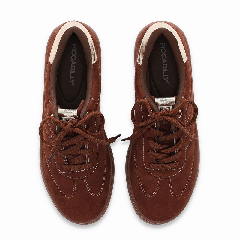 Tênis Beta Salto Baixo Pinhao/Ouro