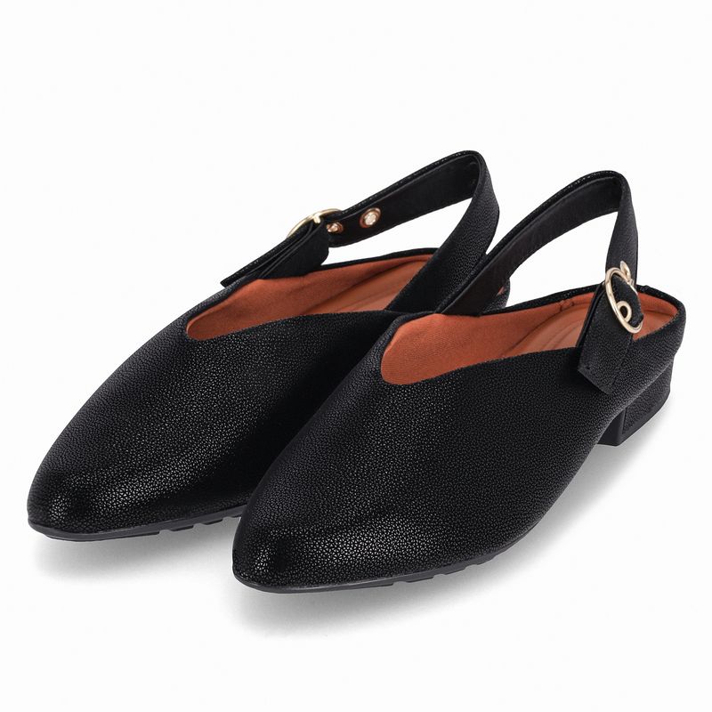 Sapato Slingback Salto Baixo Preto