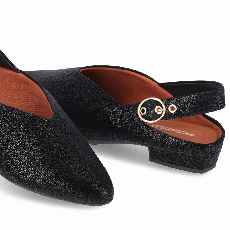 Sapato Slingback Salto Baixo Preto