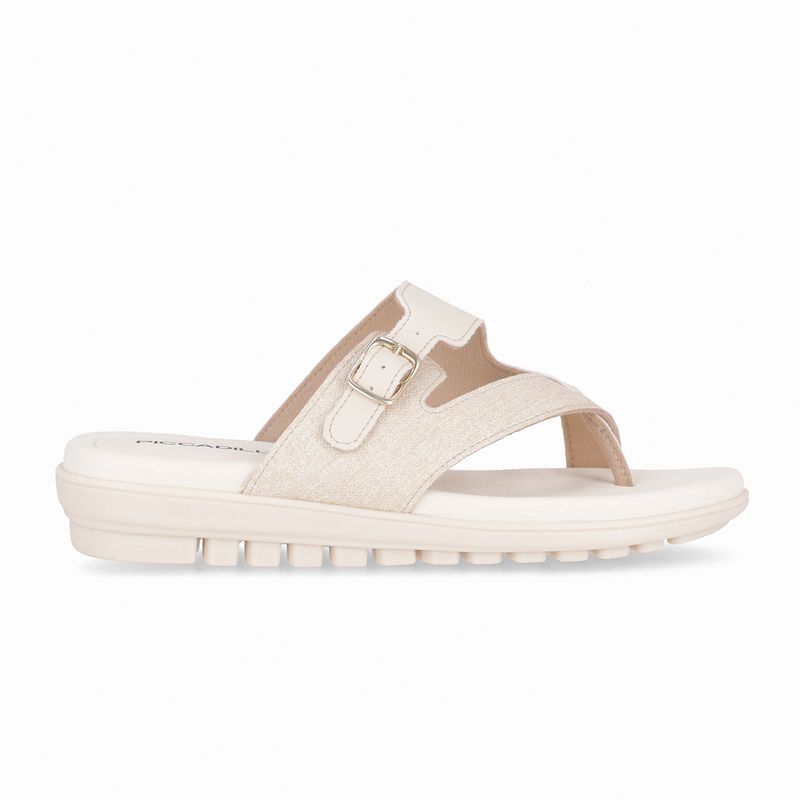 Chinelo Marli Anabela Baixo Natural com Off White