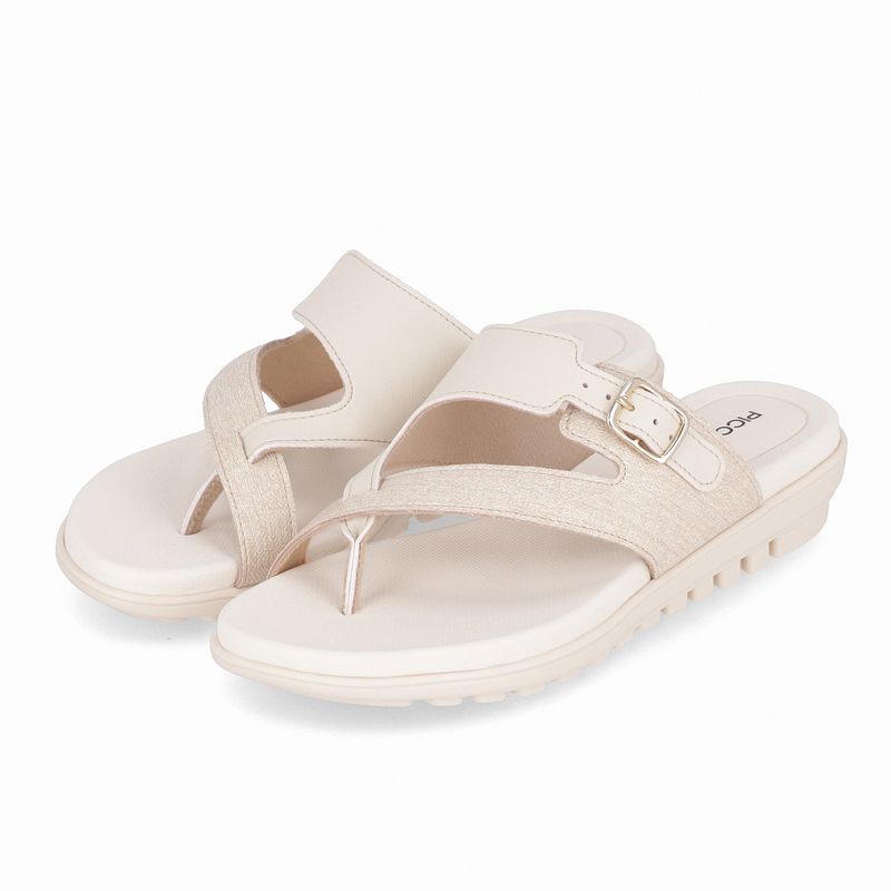 Chinelo Marli Anabela Baixo Natural com Off White