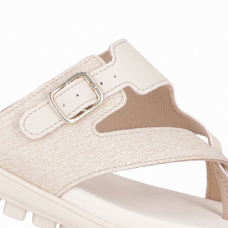 Chinelo Marli Anabela Baixo Natural com Off White