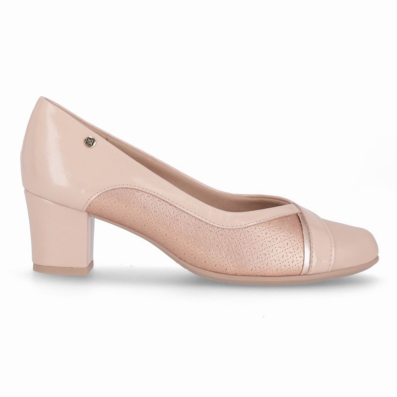 Scarpin Laura Salto Médio Rose com Ouro Rosado