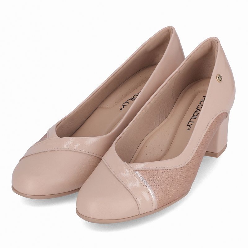 Scarpin Laura Salto Médio Rose com Ouro Rosado