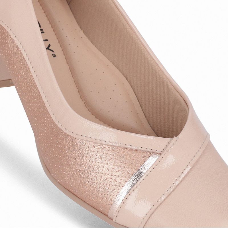 Scarpin Laura Salto Médio Rose com Ouro Rosado