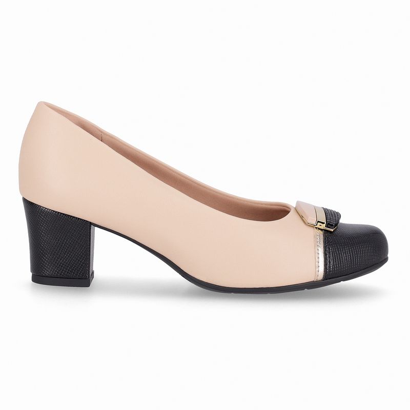 Scarpin Laura Salto Médio Brule com Preto