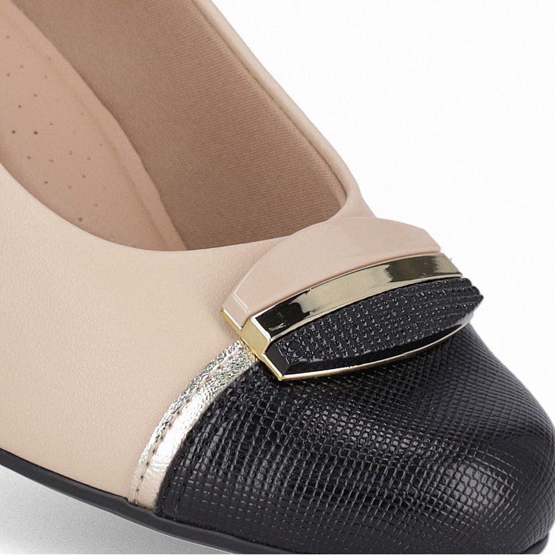 Scarpin Laura Salto Médio Brule com Preto