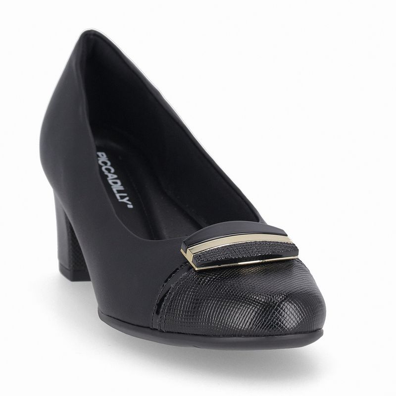 Scarpin Laura Salto Médio Preto