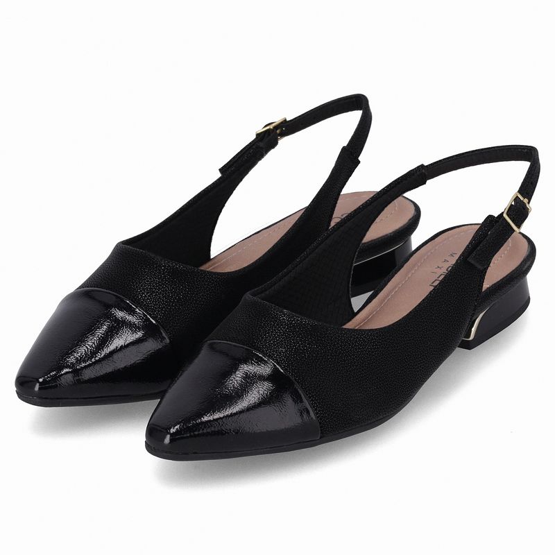 PICCADILLY MAXI - Sapato Slingback Silvia Salto Baixo Preto