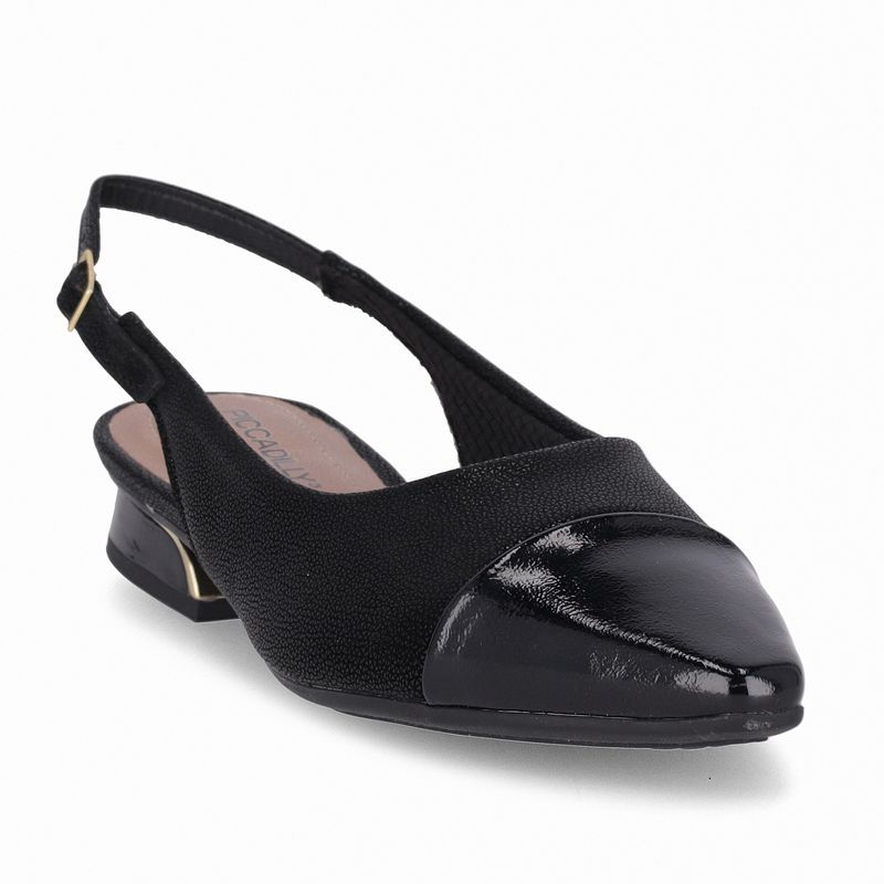 PICCADILLY MAXI - Sapato Slingback Silvia Salto Baixo Preto