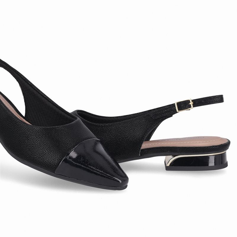 PICCADILLY MAXI - Sapato Slingback Silvia Salto Baixo Preto