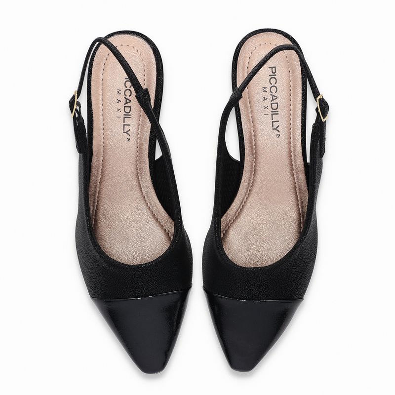 PICCADILLY MAXI - Sapato Slingback Silvia Salto Baixo Preto