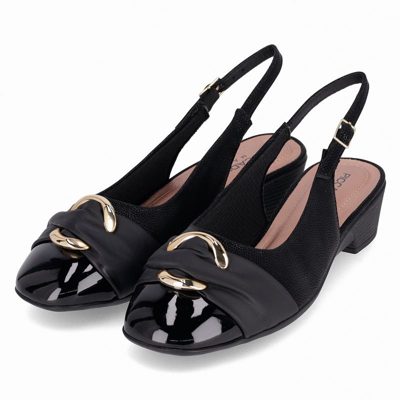 PICCADILLY MAXI - Sapato Slingback Anabela Médio Preto