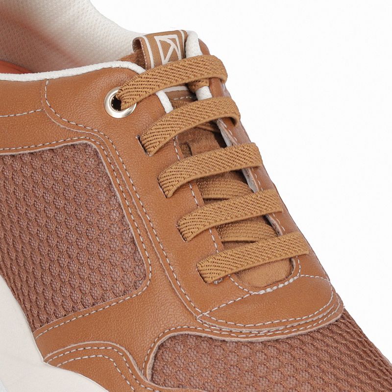 Tênis Fascite Anabela Médio Mascavo com Ouro