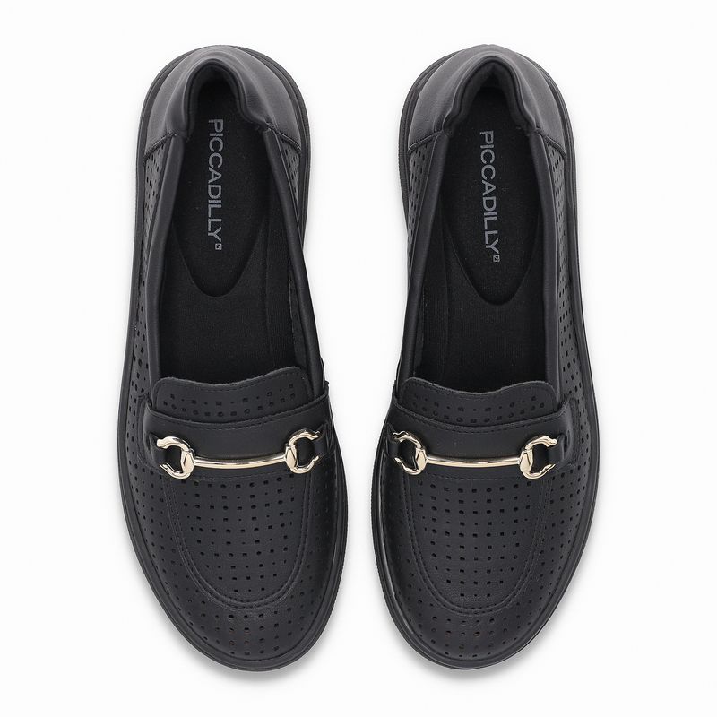 Mocassim Salto Baixo Preto