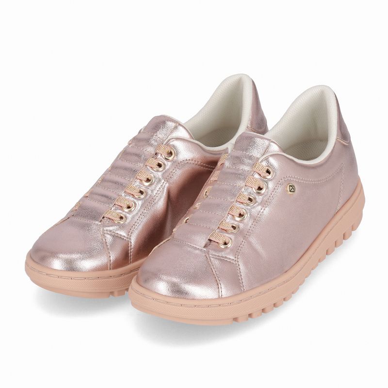 Tênis Salto Baixo Ouro Rosado