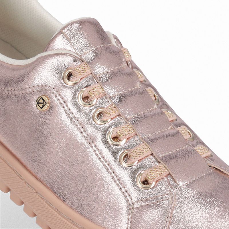 Tênis Salto Baixo Ouro Rosado