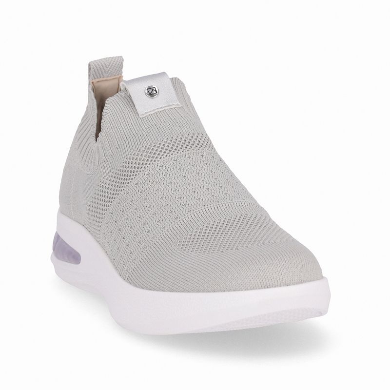 Tênis Anabela Médio Cinza Claro com Prata