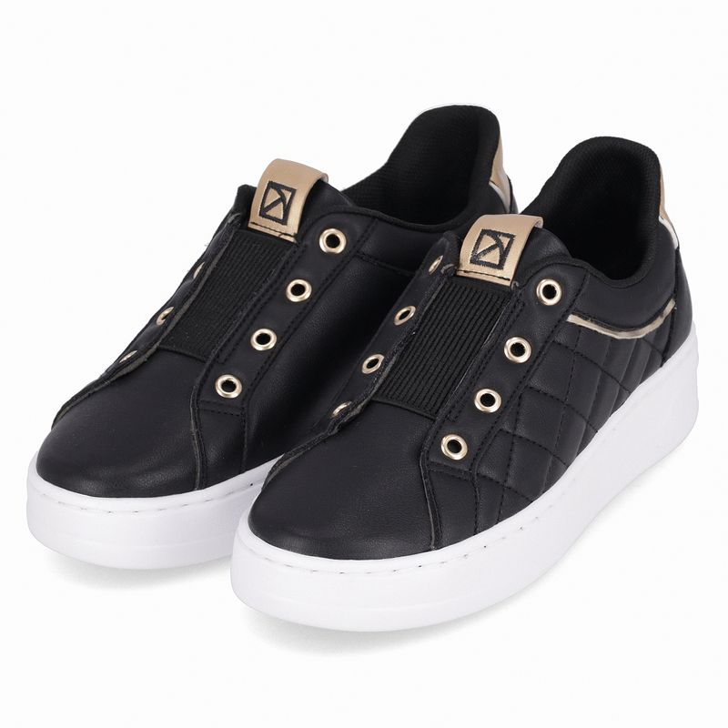 Tênis Beatriz Anabela Médio Preto com Ouro