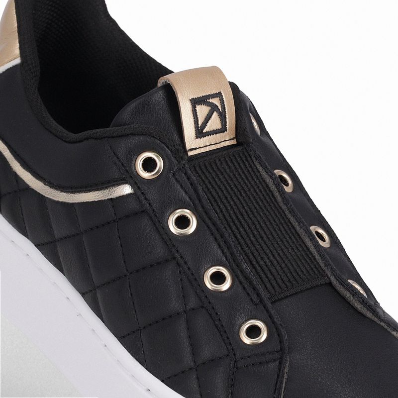 Tênis Beatriz Anabela Médio Preto com Ouro