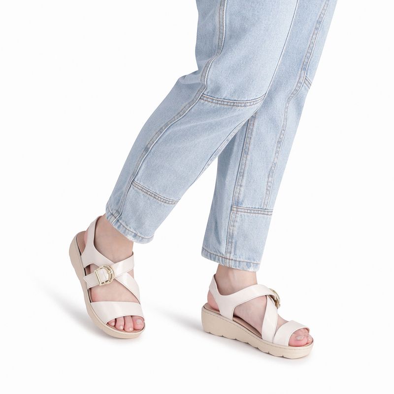 Sandália Spa Anabela Médio Off White