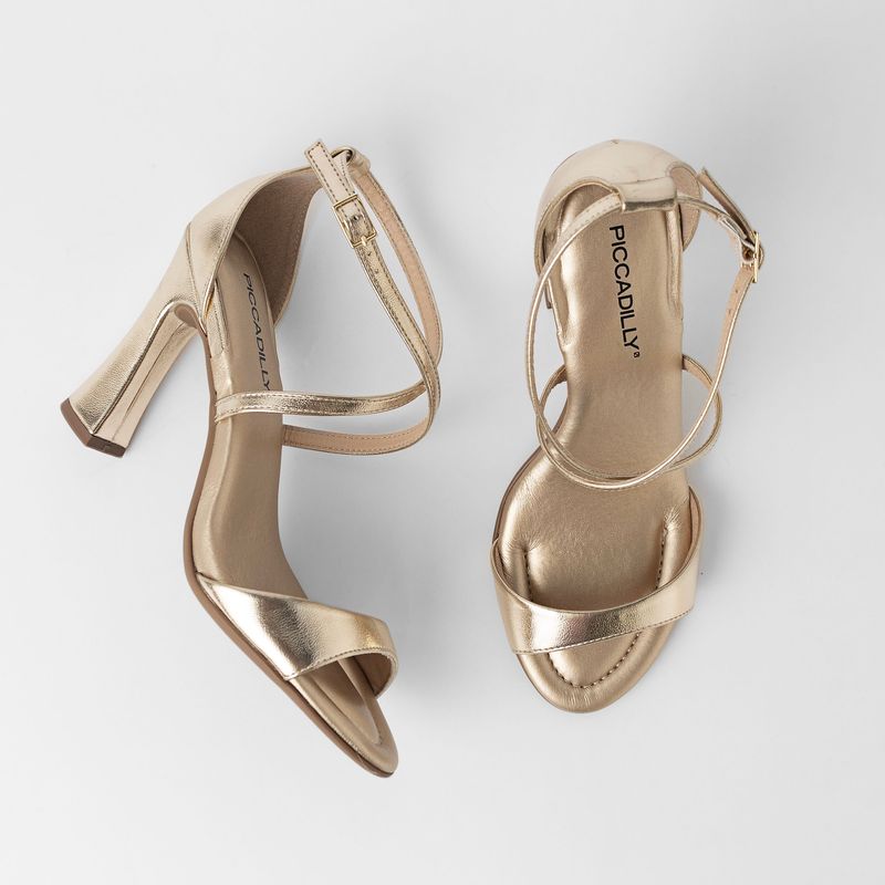 Sandália Rafa Salto Alto Ouro