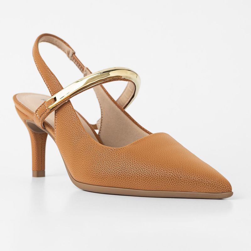 Sapato Slingback Salto Alto Mascavo