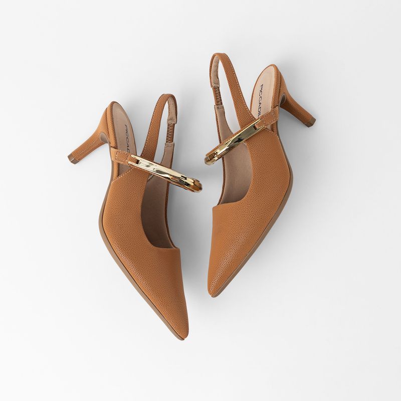 Sapato Slingback Salto Alto Mascavo