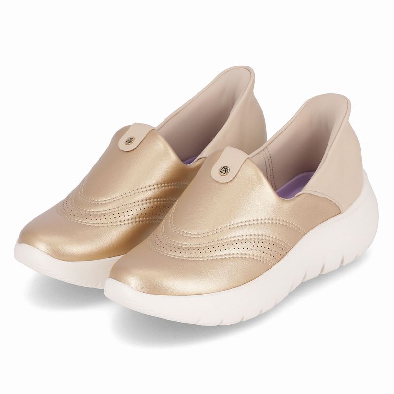 Tênis Slip Fit On Salto Médio Ouro com Brule