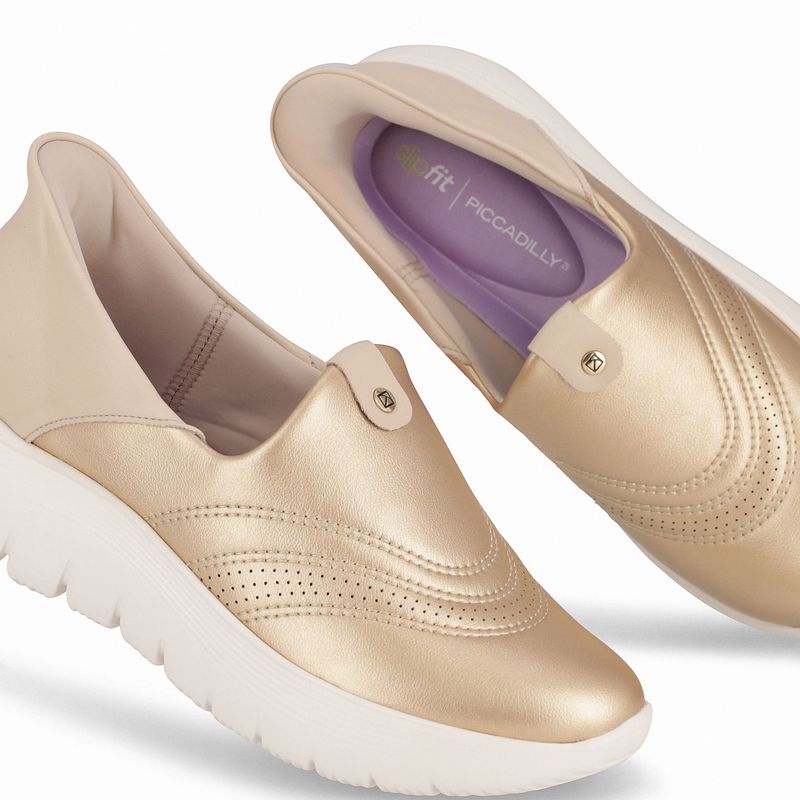 Tênis Slip Fit On Salto Médio Ouro com Brule