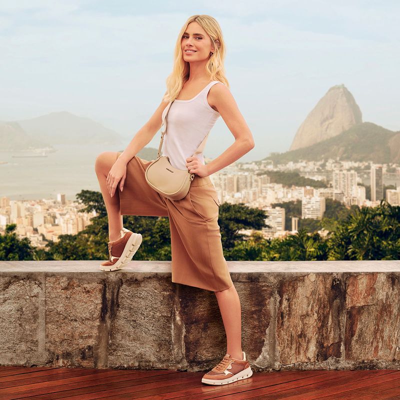 PICCADILLY MAXI - Tênis Anabela Médio Mascavo com Ouro