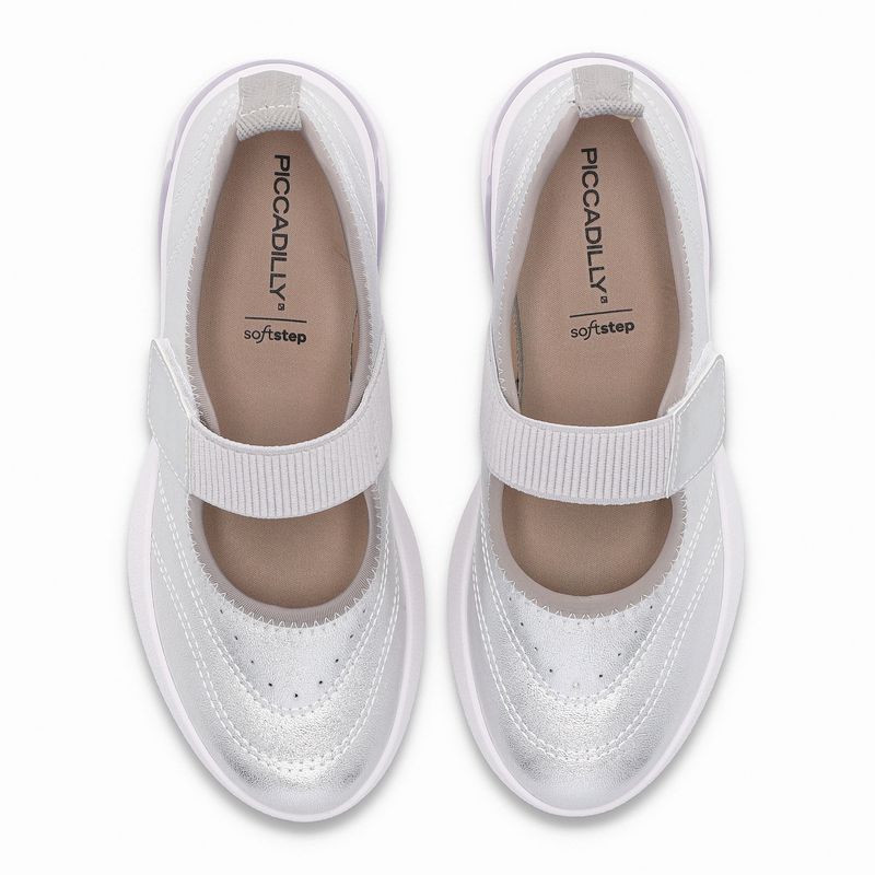 Tênis SoftStep Anabela Médio Prata com Cinza