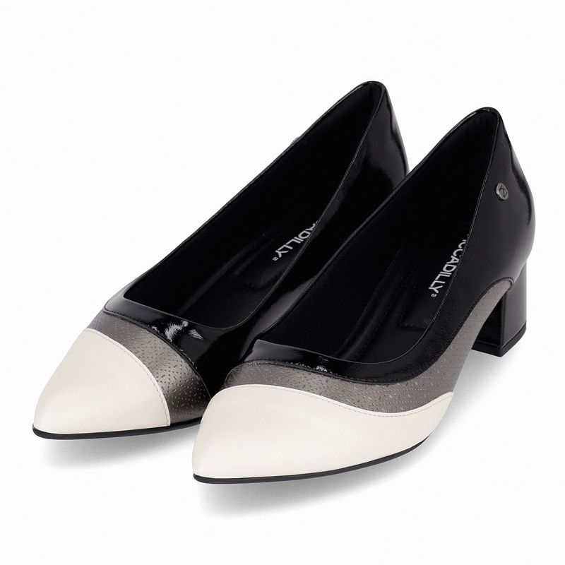 Scarpin Taci Salto Médio Preto com Off White