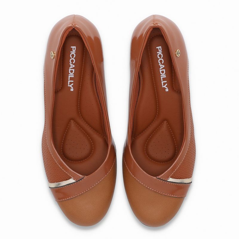 Scarpin Laura Salto Médio Ocre com Ouro