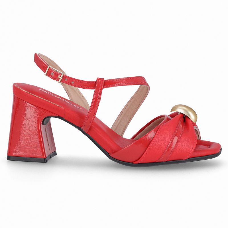 Sandália Flavia Salto Alto Vermelho