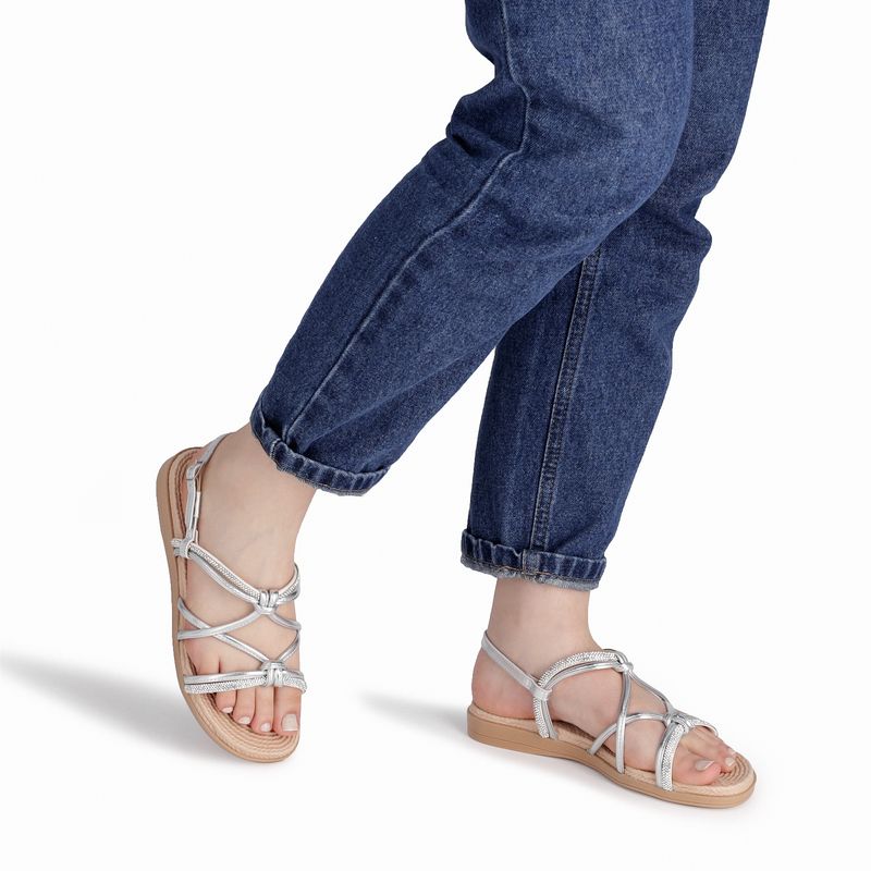 Rasteirinha Adla Prata com Cristal