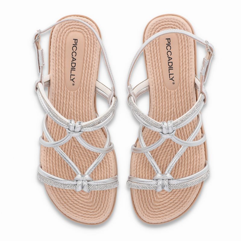 Rasteirinha Adla Prata com Cristal