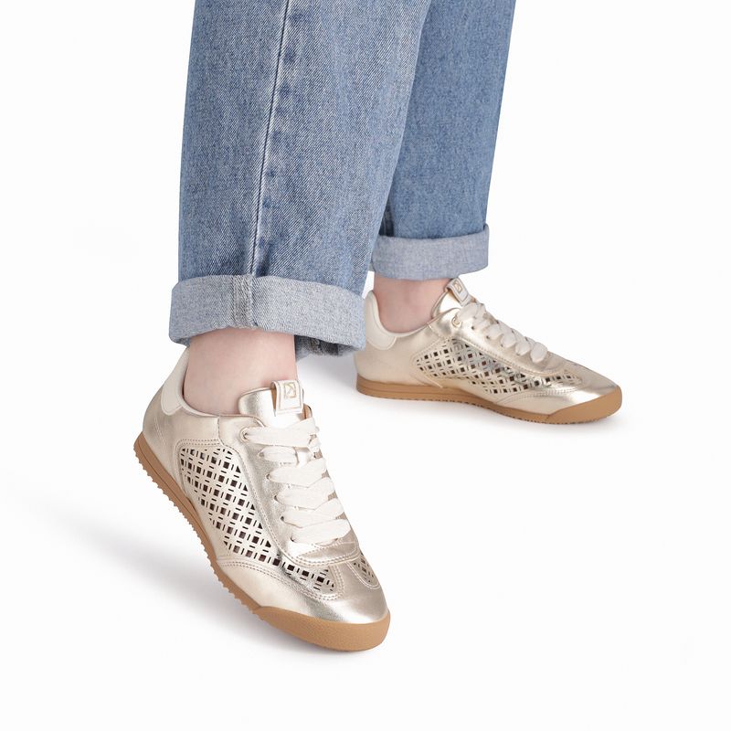 Tênis Kelly Rasteira Ouro com Off White